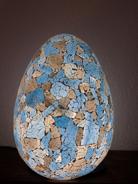 Stolní lampa modrá/sivá EGG , 40 cm, ruční práce