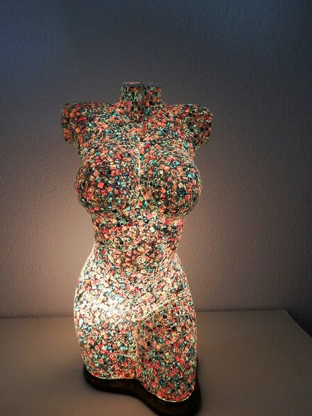 Stolní lampa Torzo ženy 60 cm,mozaika , ruční práce