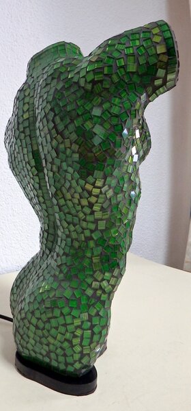 Stolní lampa zelená MEN BODY, torzo muže, ruční práce, Indonézia