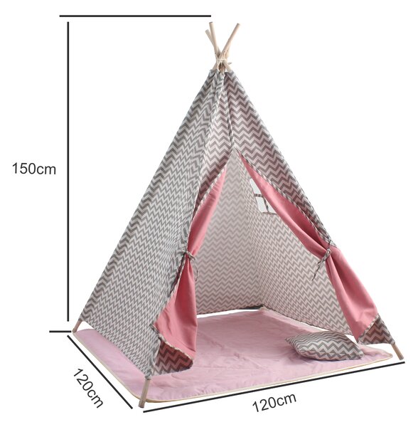 Aga4Kids Dětské Teepee Šedorůžové