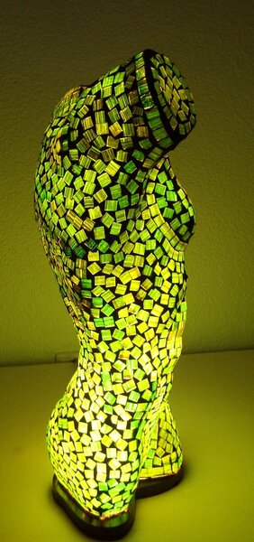 Stolní lampa zelená MEN BODY, torzo muže, ruční práce, Indonézia