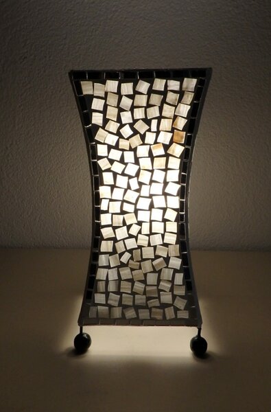 Stolní lampa bílá DEWI , mozaiková, ruční práce