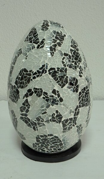 Stolní lampa bílá - černá EGG, 30 cm, ruční práce
