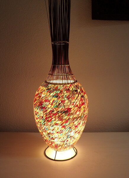 Stolní lampa ratanová EXOTIC, 130 cm, mozaika, ruční práce