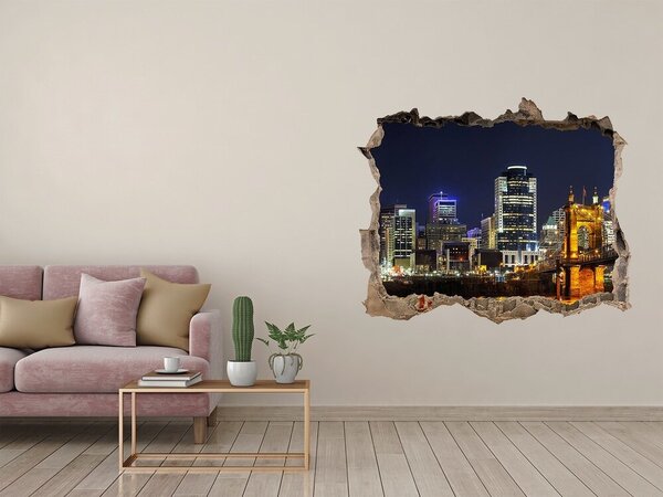 Fototapeta díra na zeď 3D Řeka Ohio noc nd-k-72862712