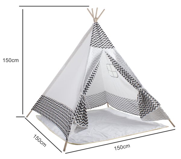 Aga4Kids Dětské Teepee ZigZag Bílý