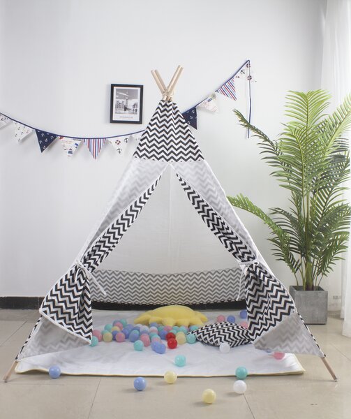 Aga4Kids Dětské Teepee ZigZag Bílý