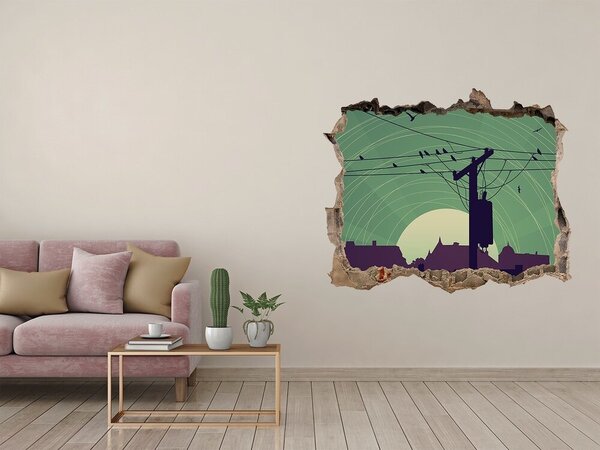 Díra 3D fototapeta nálepka Ptáci město nd-k-73778938