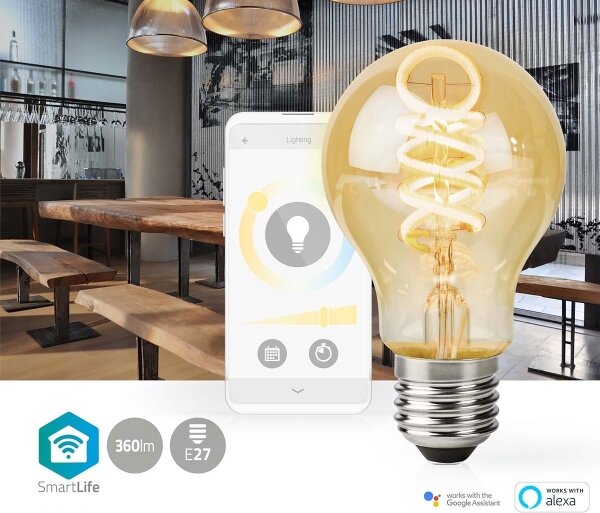 Nedis WIFILRT10A60 - LED Stmívatelná žárovka A60 E27/4,9W/230V Wi-Fi 1800-6500K