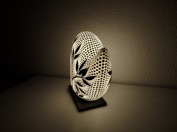 Noční lampa SRDCE, bílá, 30 cm, oboustranně ručně malovaná
