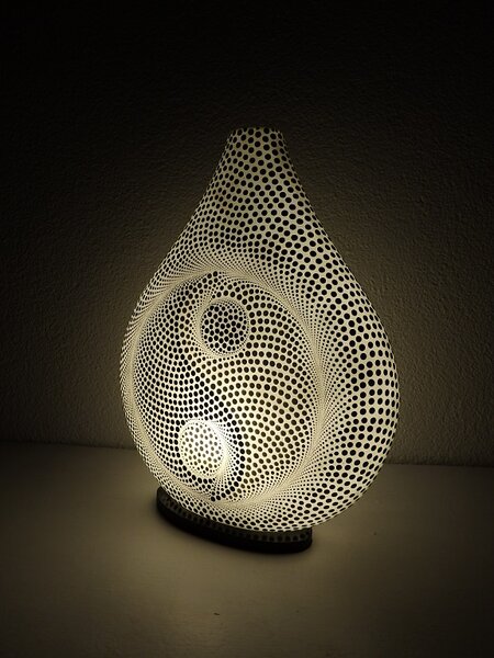 Stolní lampa JIN JANG bílá, oboustranne malovaná, 40 cm