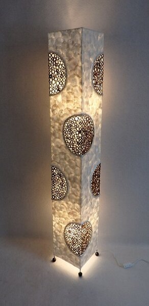 Stojací lampa MIRABELLA, bílá, pravá perleť, ruční práce, 150 cm