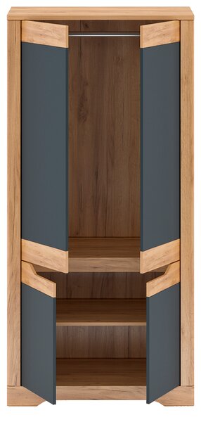 KONDELA Věšáková skříň Q, dub craft zlatý/grafit šedá, FIDEL