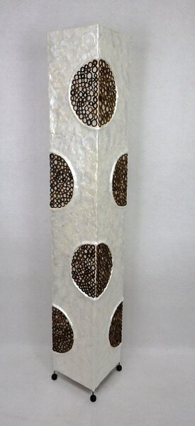 Stojací lampa MIRABELLA, bílá, pravá perleť, ruční práce, 150 cm