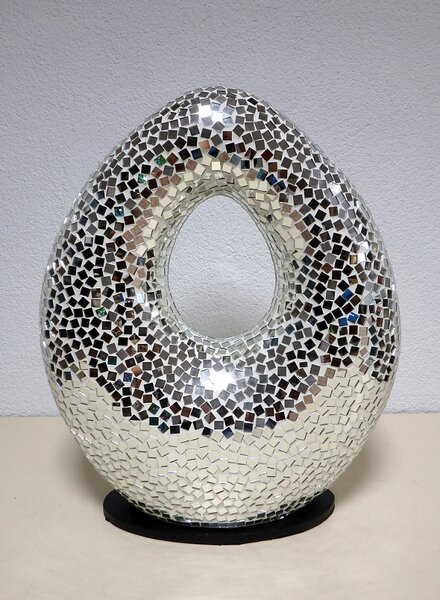 Stolní lampa ART OVAL, zrcadlová, ruční práce, 50 cm