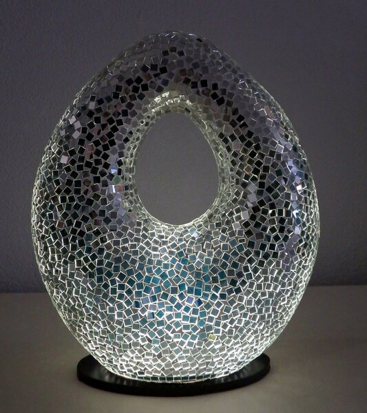 Stolní lampa ART OVAL, zrcadlová, ruční práce, 50 cm