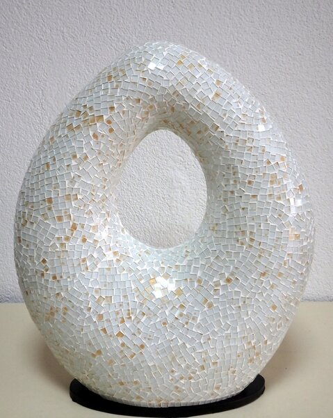 Stolní lampa bílá, ART OVAL, 50 cm, ruční práce