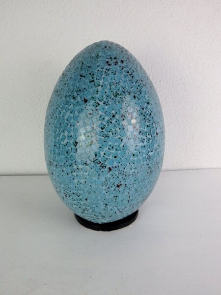 Stolní lampa ART EGG modrá,40 cm, ruční práce