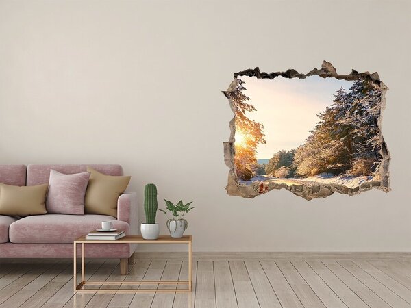 Nálepka fototapeta 3D Cesta v lese zima nd-k-77332313