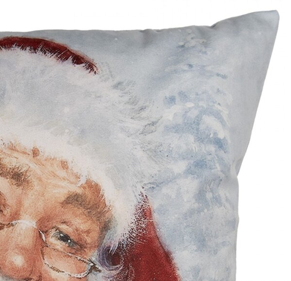Vánoční povlak na polštář se Santa Clausem v brýlích a ptáčkem – 45x45 cm