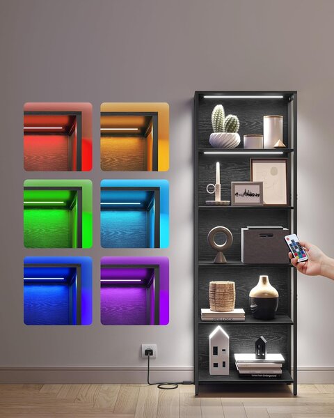SONGMICS Knihovna s LED osvětlením Vasagle Lighty černá