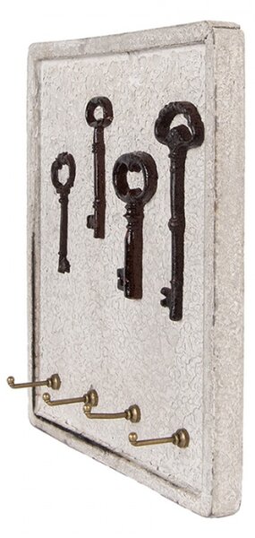 Béžový věšák na klíče s patinou – 22x5x25 cm