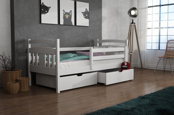 Dětská postel se šuplíky KUKI - 70x160, bílá