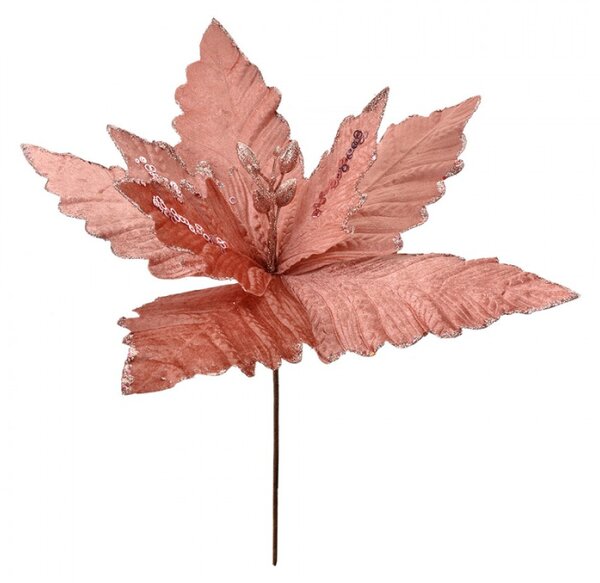 Růžovo-stříbrná umělá rostlina pryšec / vánoční hvězda Poinsettia – 45x52 cm