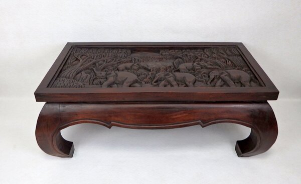 Konferenční stolek SUMATRA hnědý, dřevo, ruční práce, 100 cm