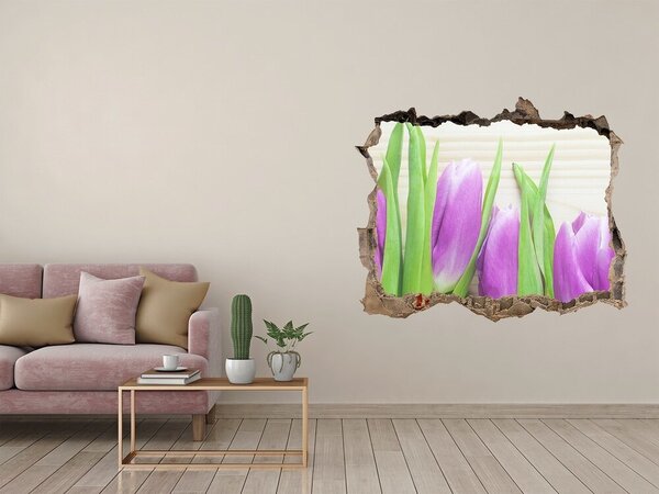 Samolepící díra nálepka Fialové tulipány nd-k-78755149