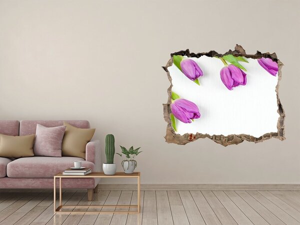 Samolepící díra na stěnu Fialové tulipány nd-k-78573099