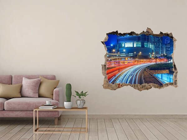 Fototapeta díra na zeď 3D Hongkong noc nd-k-79070219