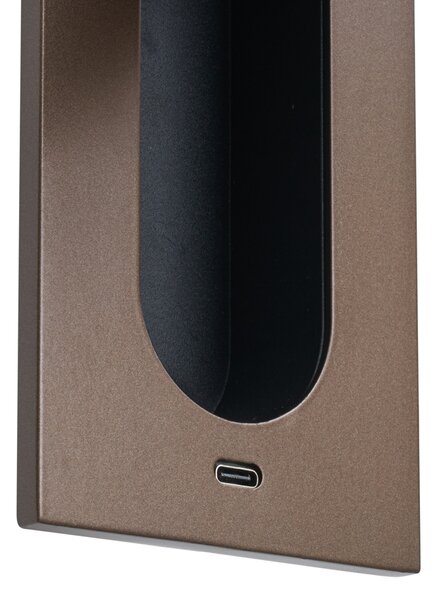 Sada 2 moderních nástěnných svítidel tmavě bronzová vč. LED a portu USB-C - Hilton