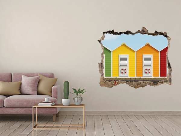 Díra 3D fototapeta na stěnu Plážové kabinky nd-k-80148330