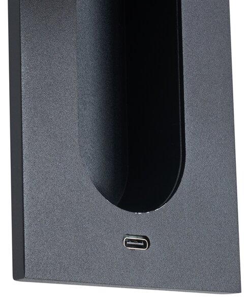 Sada 2 moderních nástěnných svítidel černá vč. LED a portu USB-C - Hilton