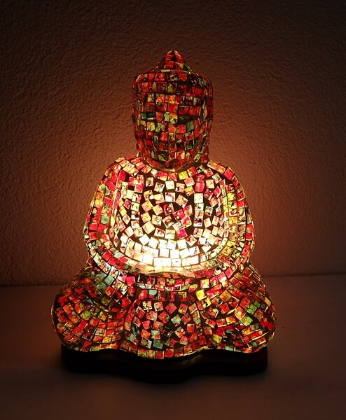 Stolní lampa Budha, ruční práce, mozaika