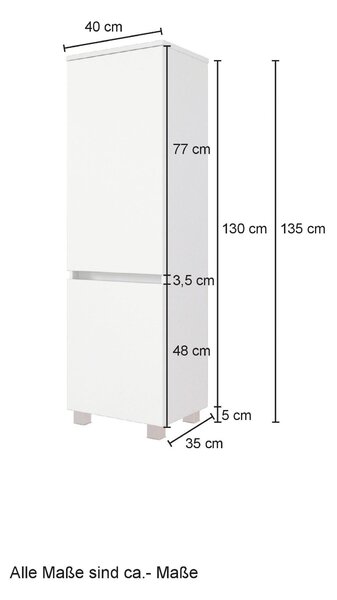 MIDI SKŘÍŇKA, šedá, barvy dubu, 40/130/35 cm Held - Koupelnové série, Online Only