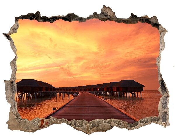 Nálepka fototapeta 3D Bungalovy Maledivy nd-k-80965646