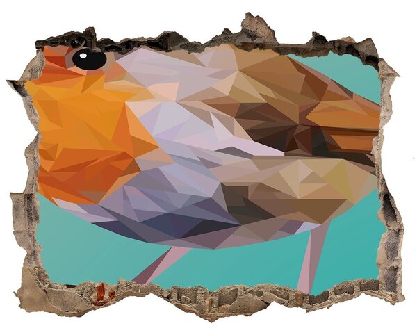 Díra 3D fototapeta nálepka Pták Červenka obecná nd-k-81057539