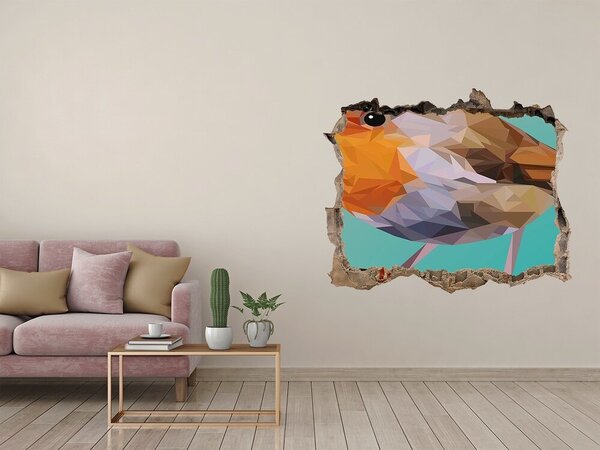 Díra 3D fototapeta nálepka Pták Červenka obecná nd-k-81057539