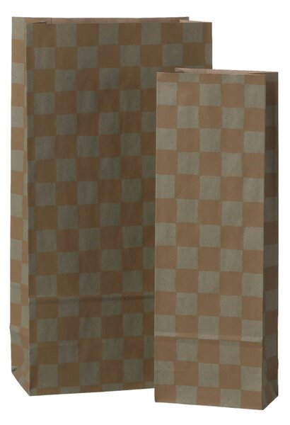 Papírový sáček Checker Mint/Ocher 30,5 cm – set 5 ks
