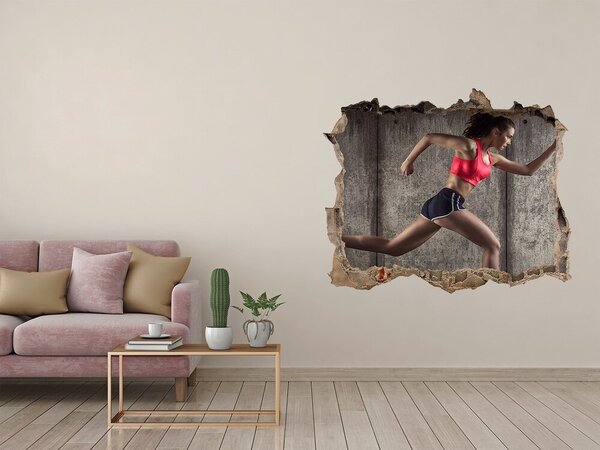 Foto fotografie díra na zeď Bežící žena nd-k-81245595