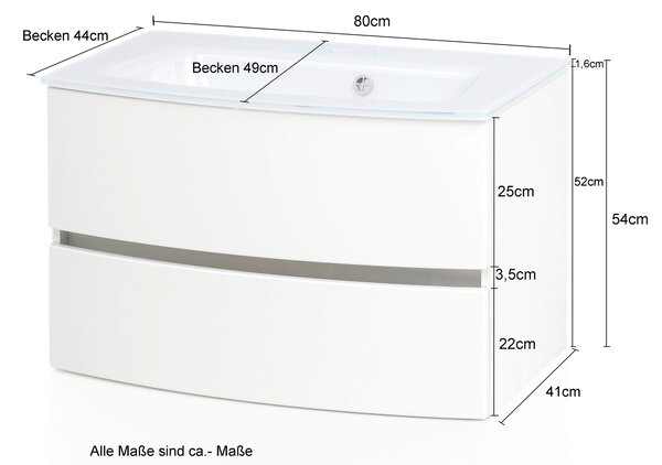 SKŘÍŇKA S UMYVADLEM, barvy dubu, barvy grafitu, 80 cm Held - Koupelnové série, Online Only