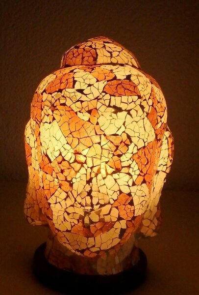 Stolná lampa HLAVA BUDHA, ručná práca