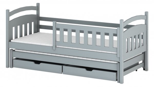 VÝPRODEJ - Dětská postel pro 2 se šuplíky GABINA - 90x200, šedá