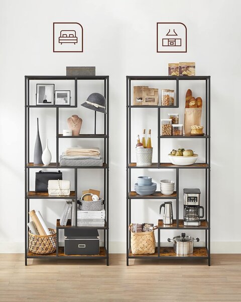 Designová knihovna TAYLOR 180x80 cm, rustikálně hnědá