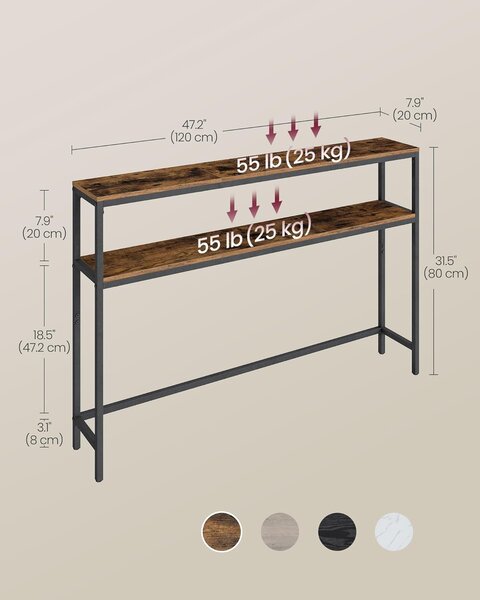SONGMICS Konzolový stolek Vasagle Crem 120 cm černý/hnědý