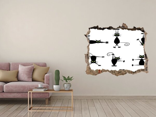 Díra 3D fototapeta nástěnná Kočky ilustrace nd-k-83171265