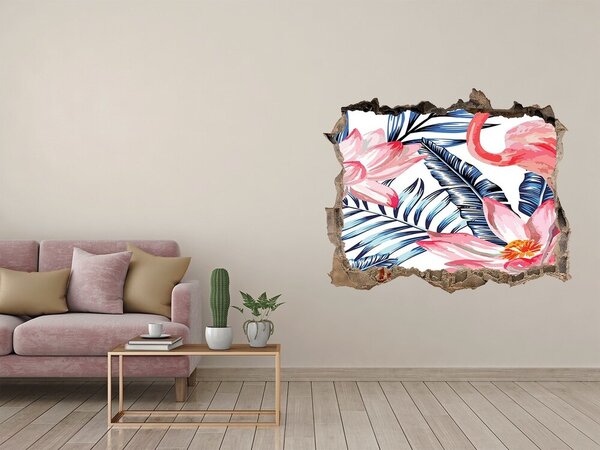 Díra 3D fototapeta nálepka Plameňáci a rostliny nd-k-83343113
