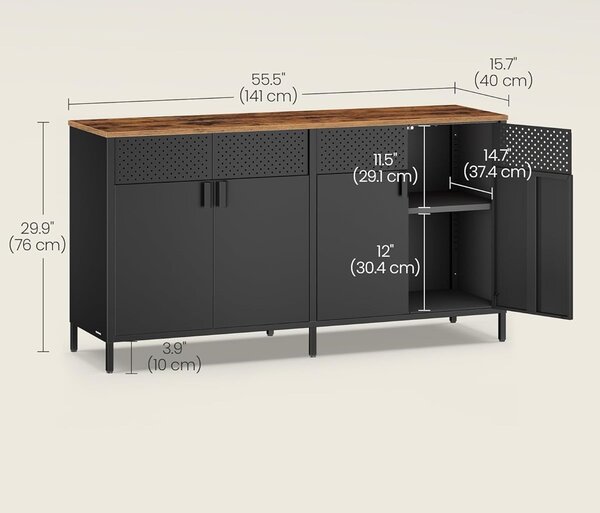 SONGMICS Komoda Vasagle Teduo 141 cm černá/hnědá